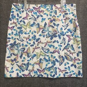 NEW‎ Talbots Skirt Womens 16 White Blue Butterfly Lined Pencil Office Preppy